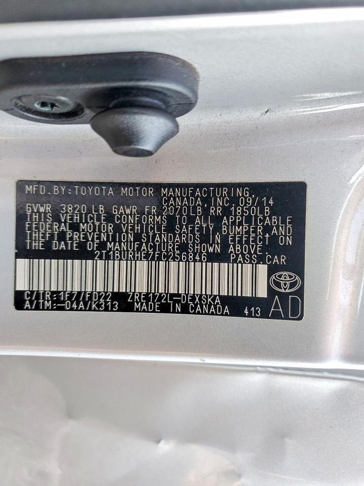 2015 TOYOTA COROLLA L photo 12