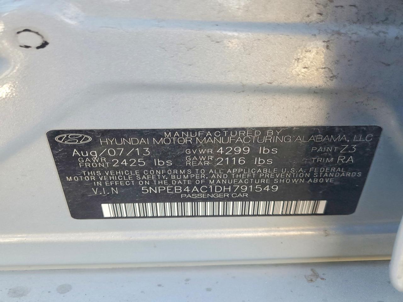 2013 HYUNDAI SONATA GLS photo 12