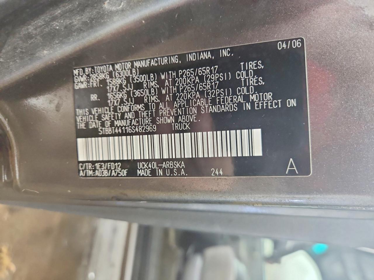 2006 TOYOTA TUNDRA SR5 photo 12