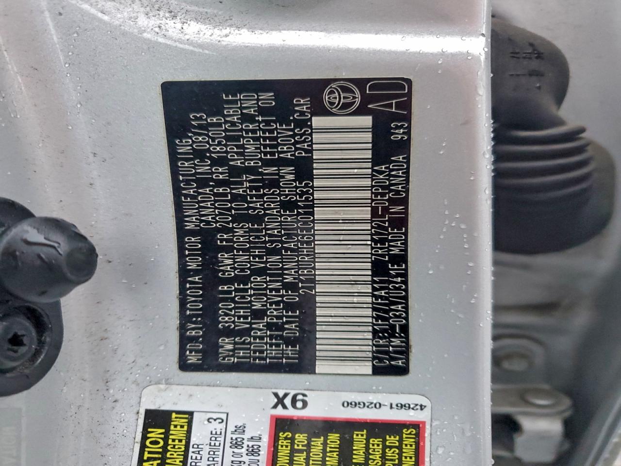 2014 TOYOTA COROLLA L photo 13