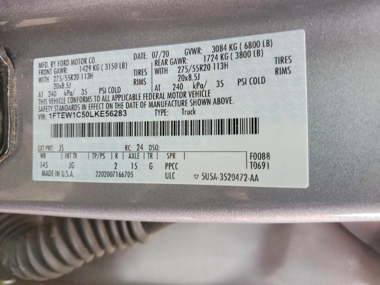 2020 FORD F150 SUPERCREW photo 12