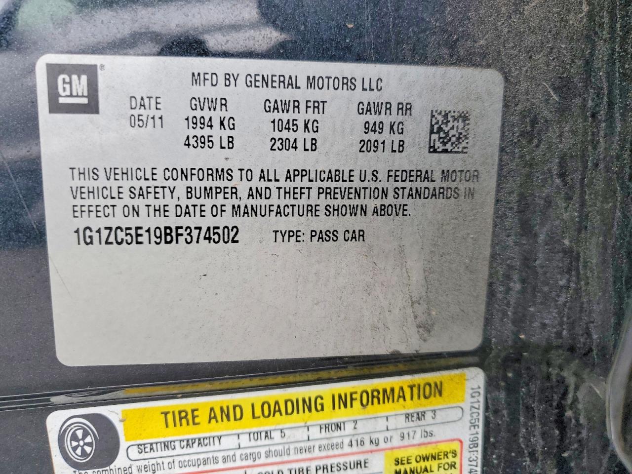 2011 CHEVROLET MALIBU 1LT photo 12