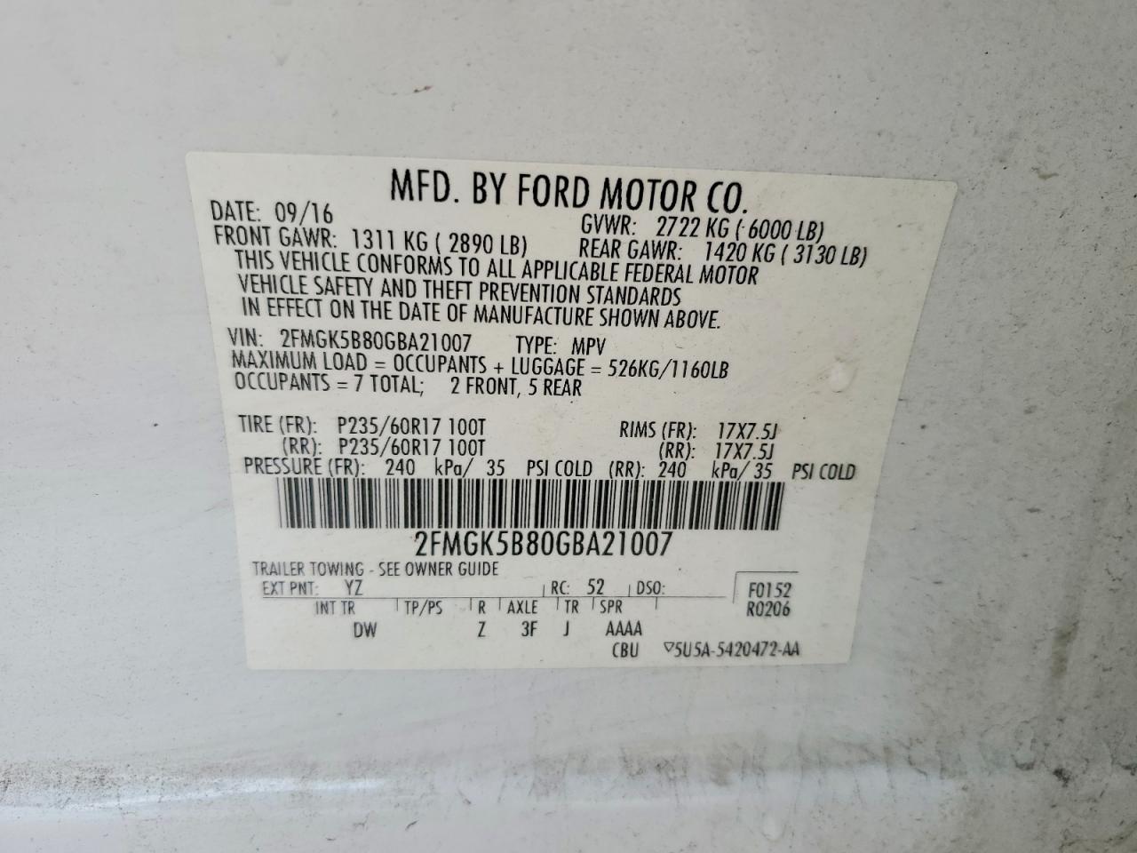 2016 FORD FLEX SE photo 14