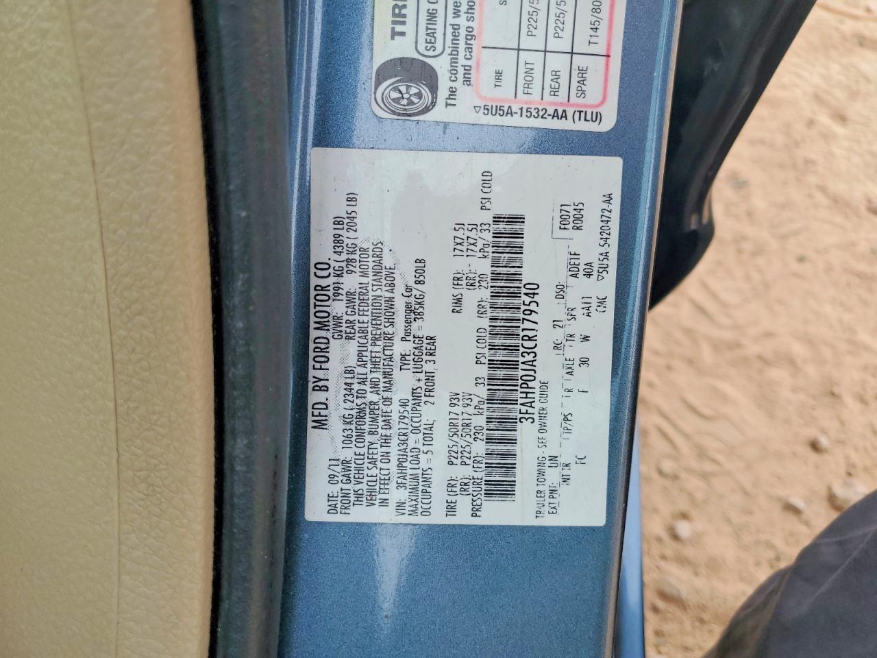 2012 FORD FUSION SEL photo 12