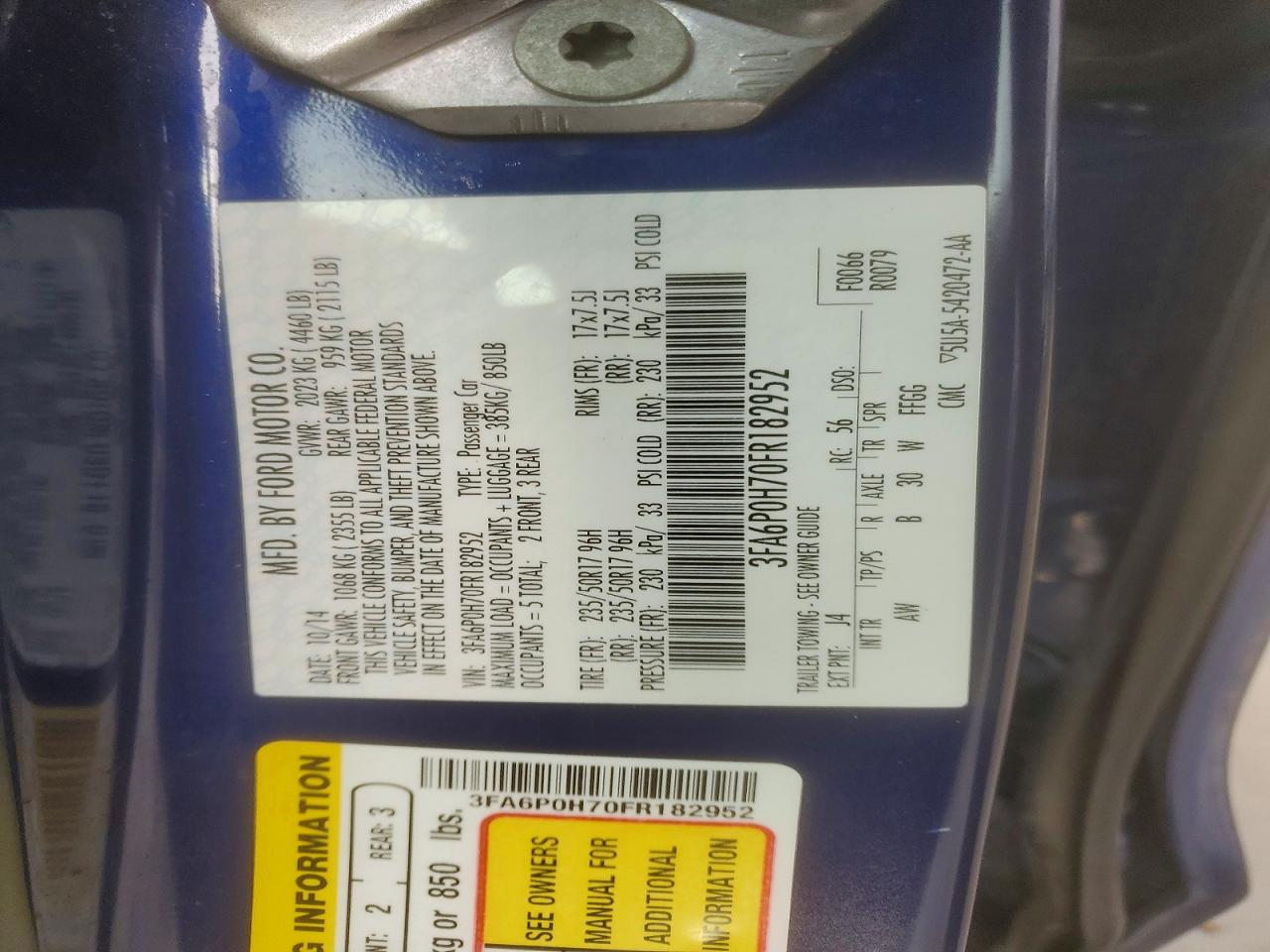 2015 FORD FUSION SE photo 13