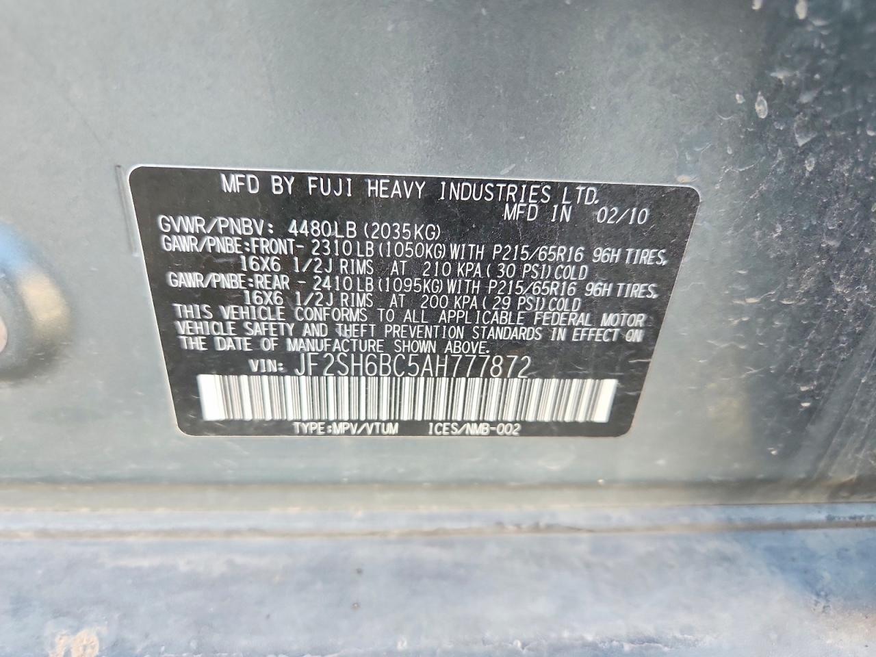 2010 SUBARU FORESTER XS photo 13