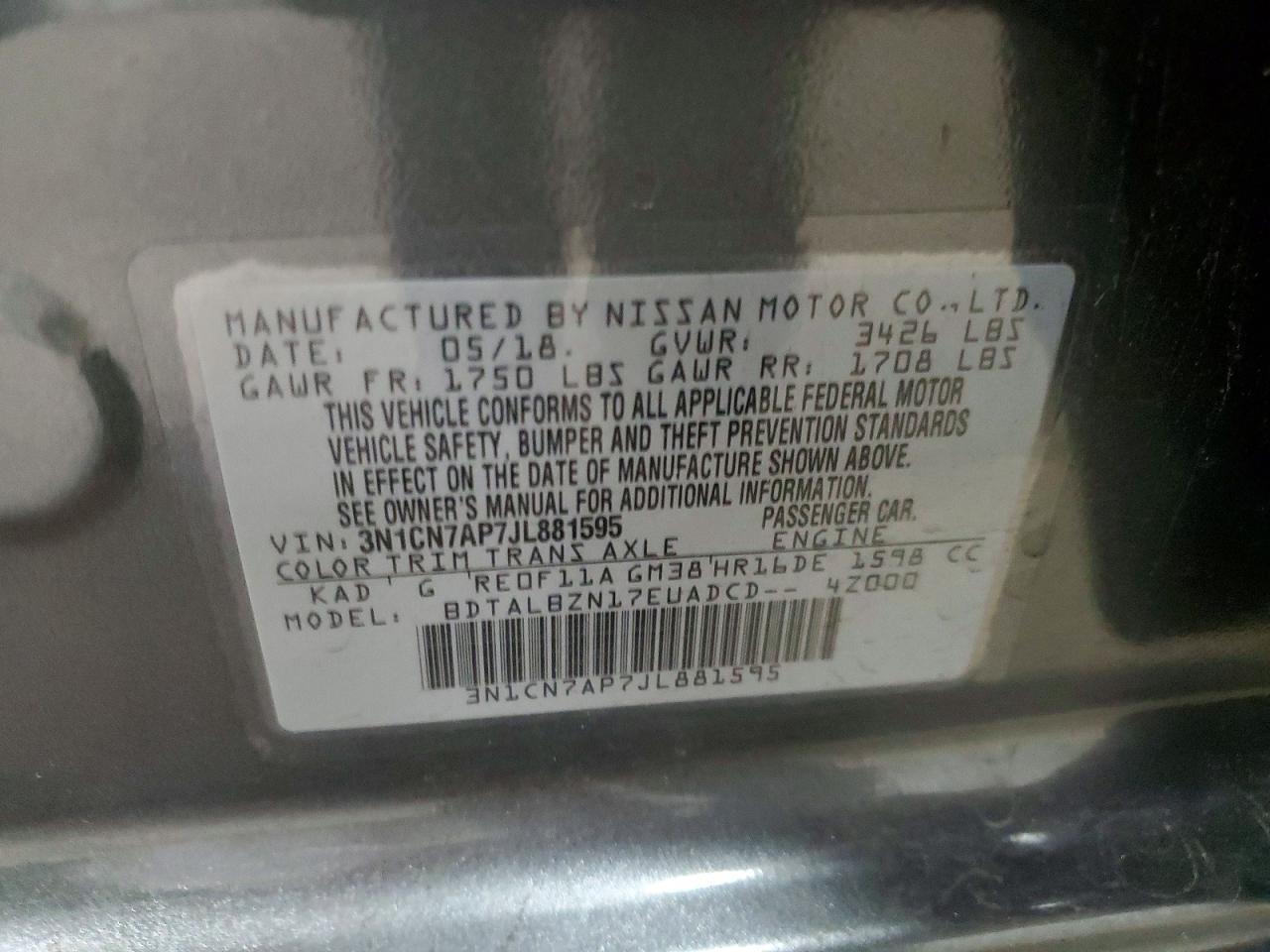 2018 NISSAN VERSA S photo 13