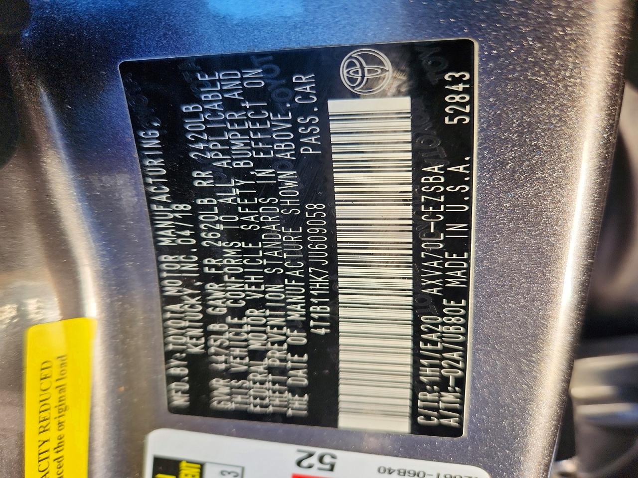 2018 TOYOTA CAMRY L photo 25