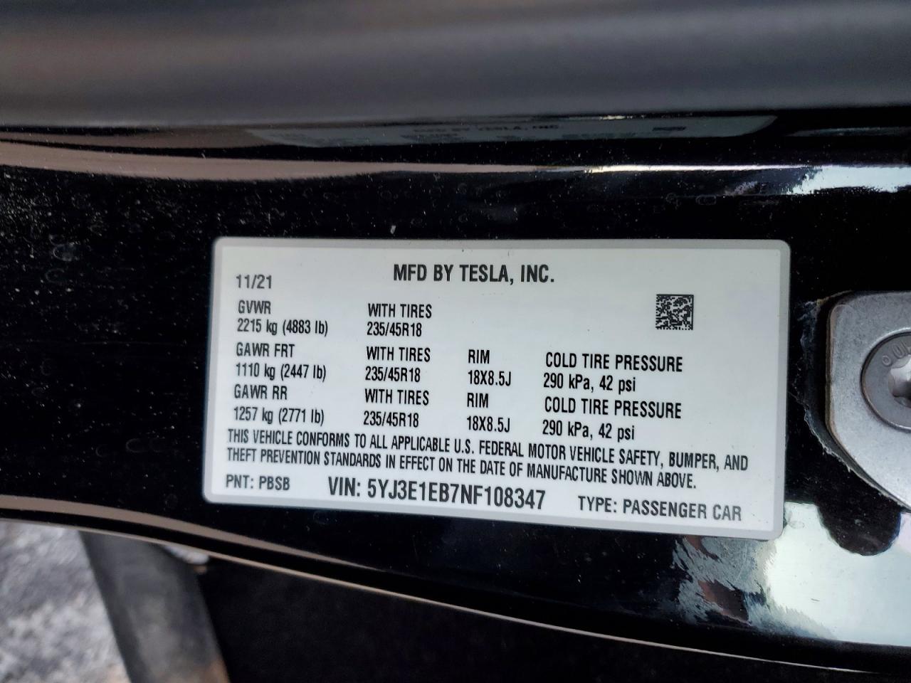 2022 TESLA MODEL 3 photo 13