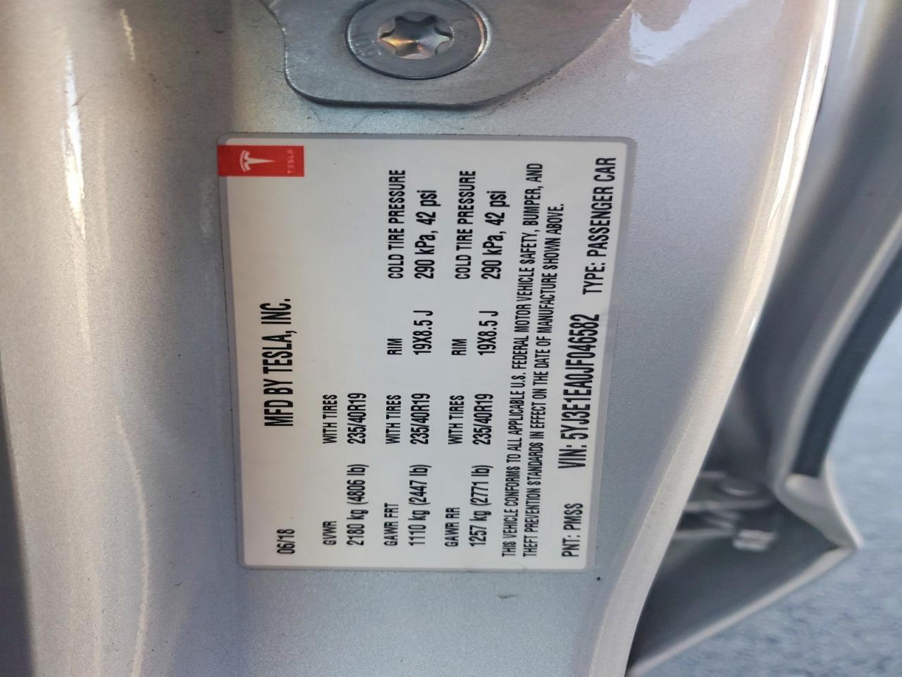 2018 TESLA MODEL 3 photo 12