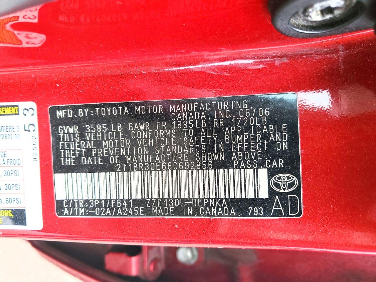 2006 TOYOTA COROLLA CE photo 12