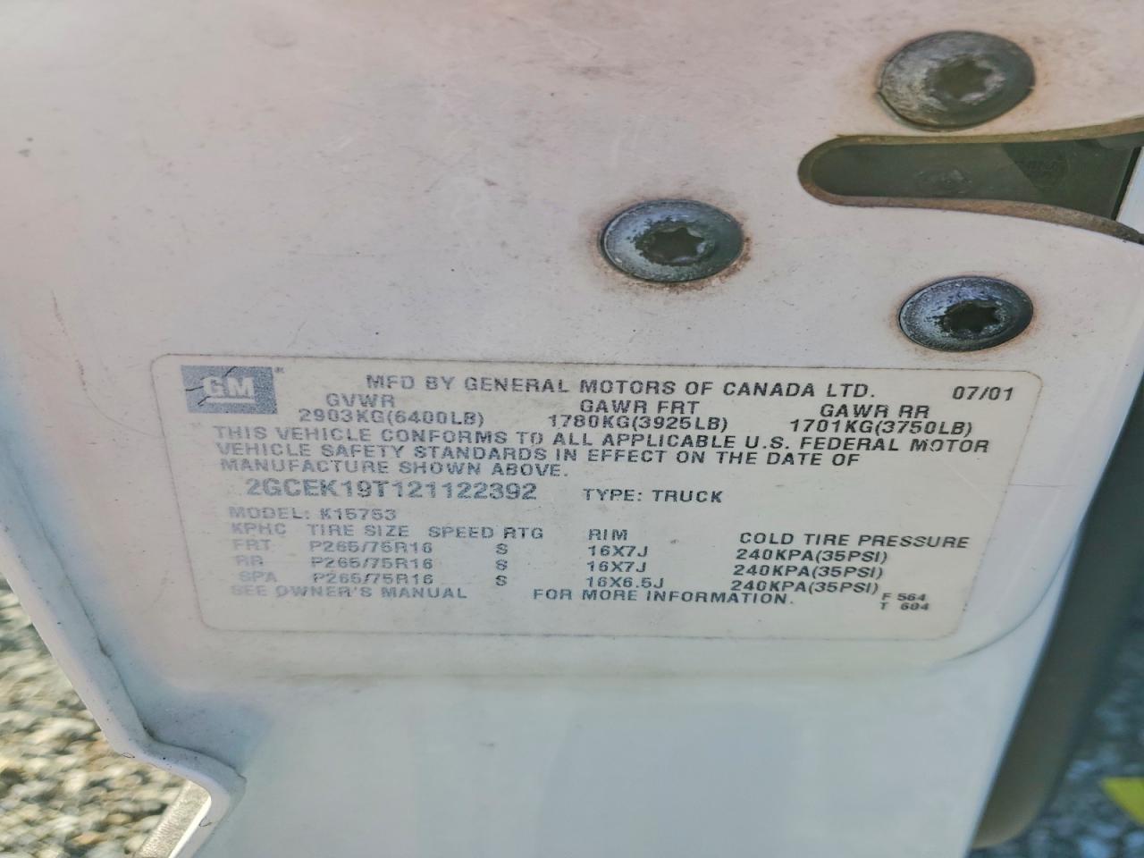 2002 CHEVROLET SILVERADO K1500 photo 12