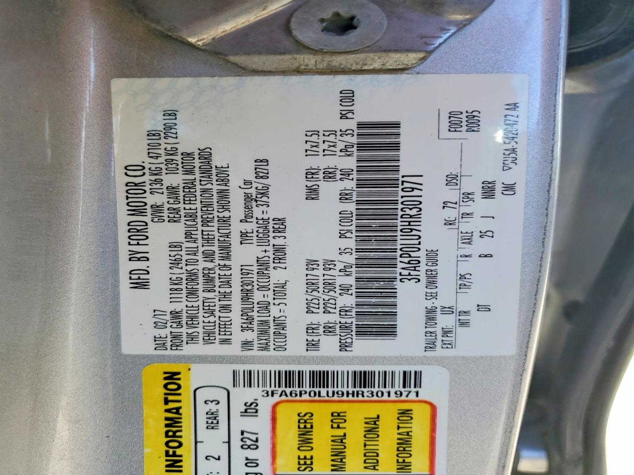2017 FORD FUSION SE HYBRID photo 12