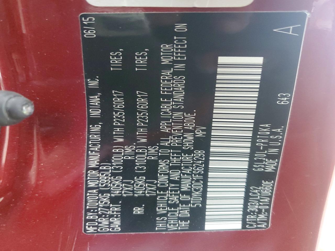 2015 TOYOTA SIENNA XLE PREMIUM 8-PASSENGER photo 23