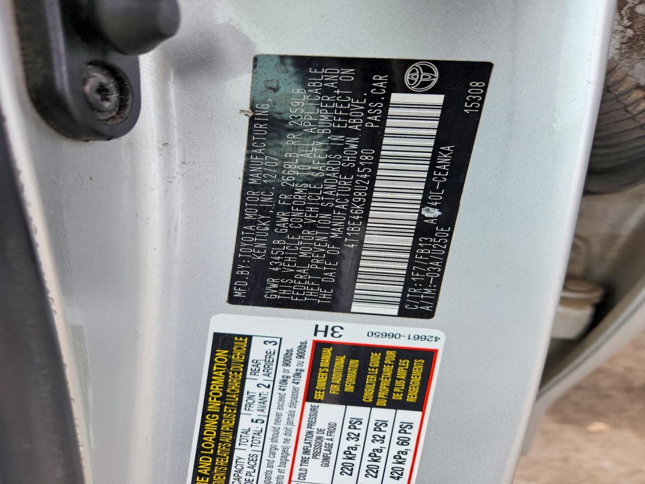 2008 TOYOTA CAMRY CE photo 23
