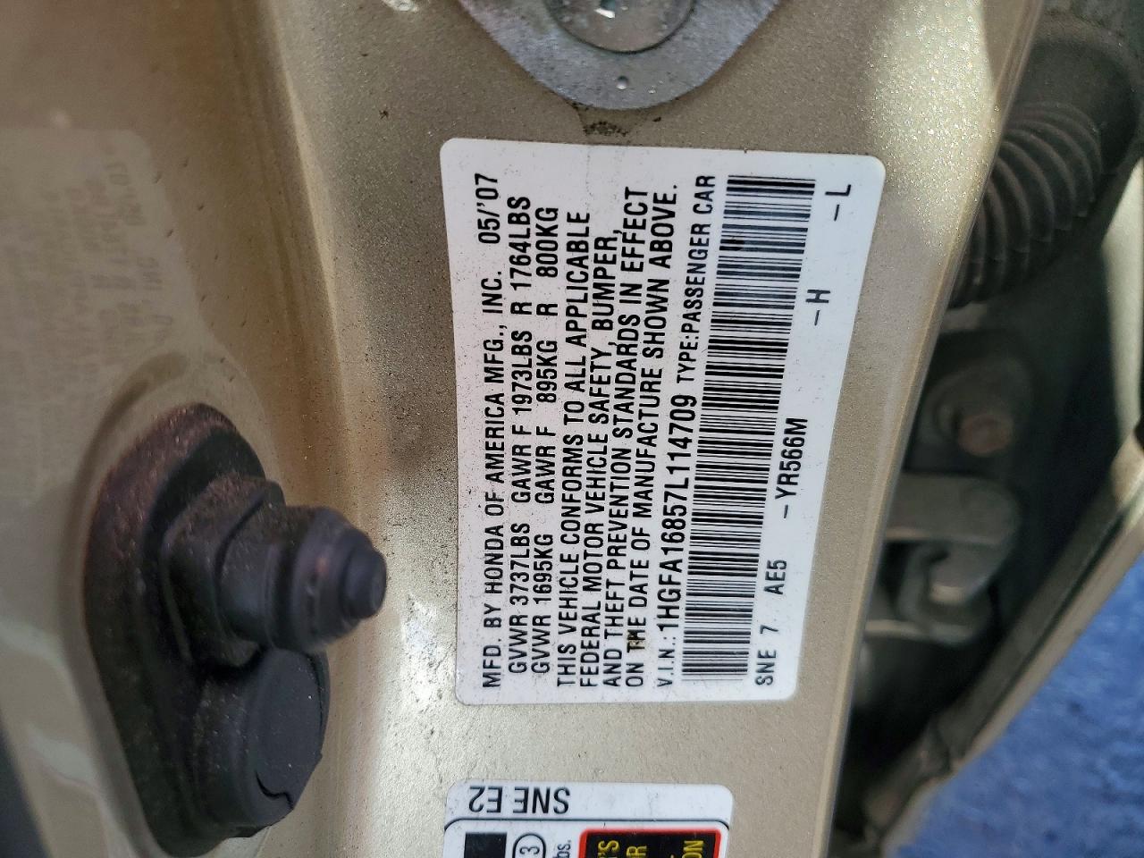 2007 HONDA CIVIC EX photo 12