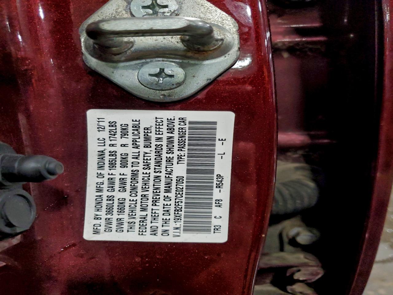 2012 HONDA CIVIC LX photo 12