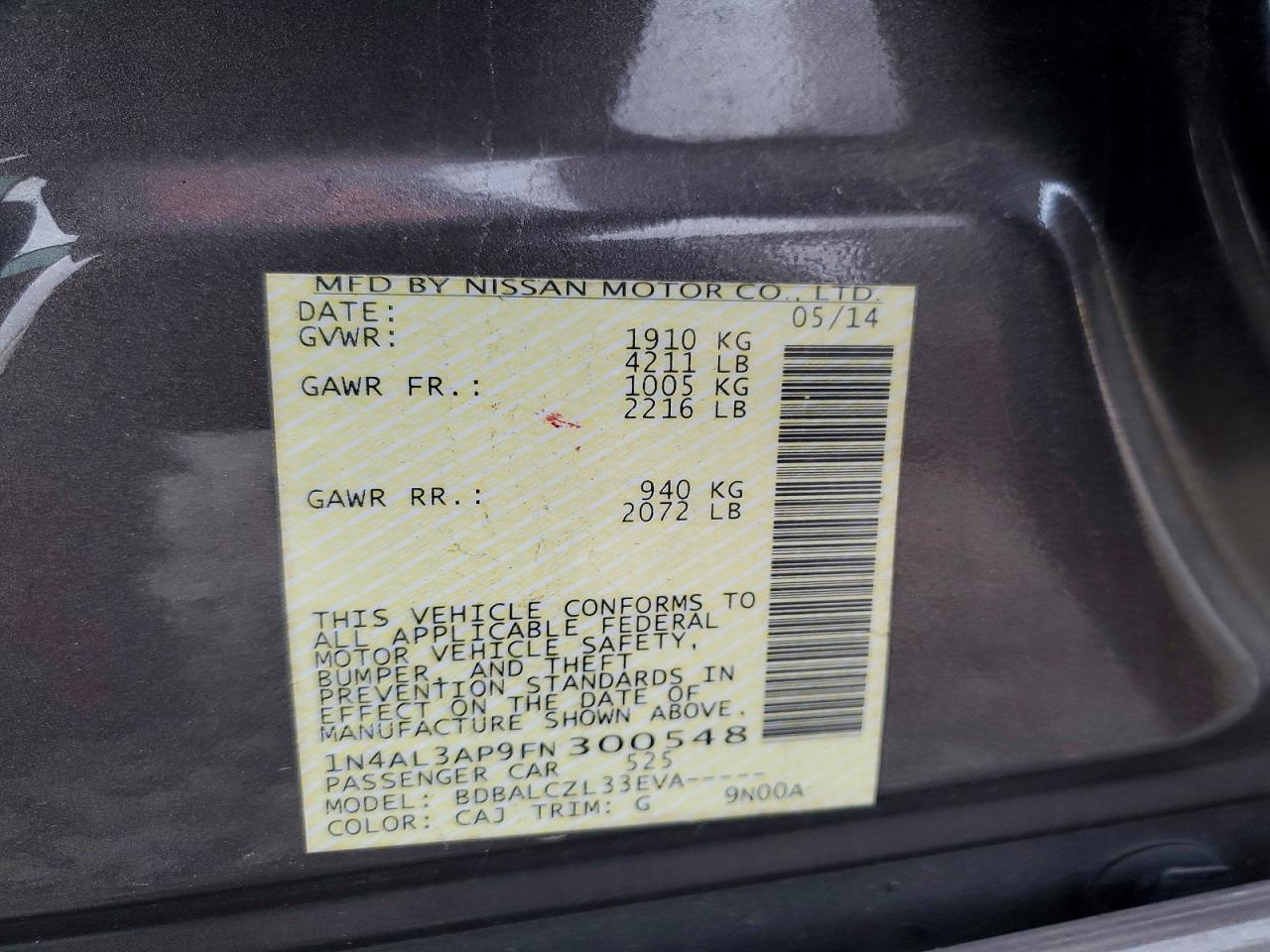 2015 NISSAN ALTIMA 2.5 photo 13