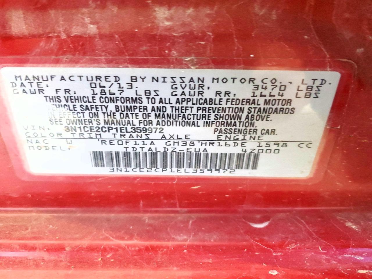 2014 NISSAN VERSA NOTE S photo 12