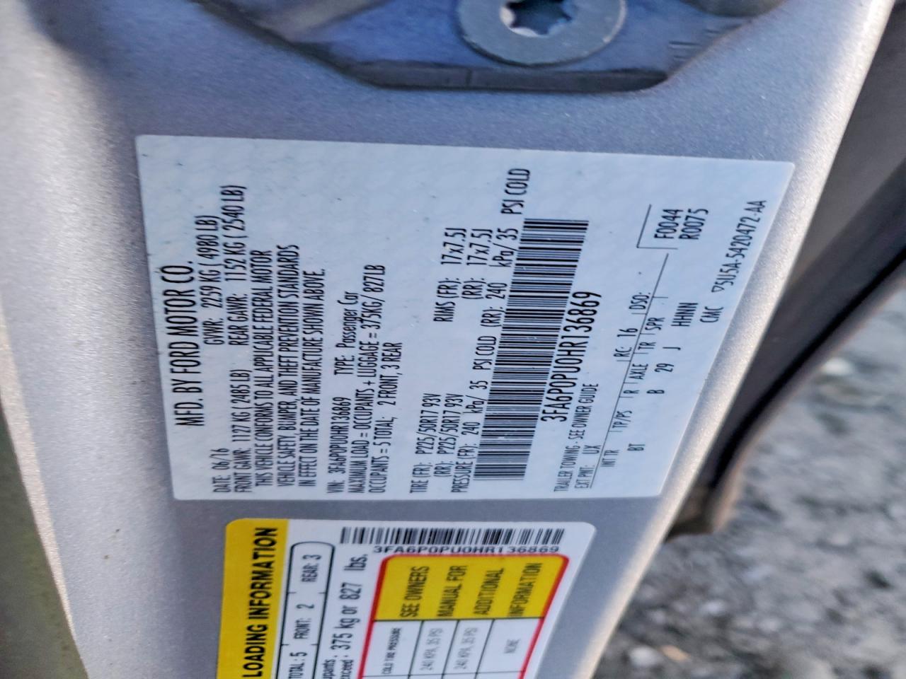 2017 FORD FUSION SE PHEV photo 12