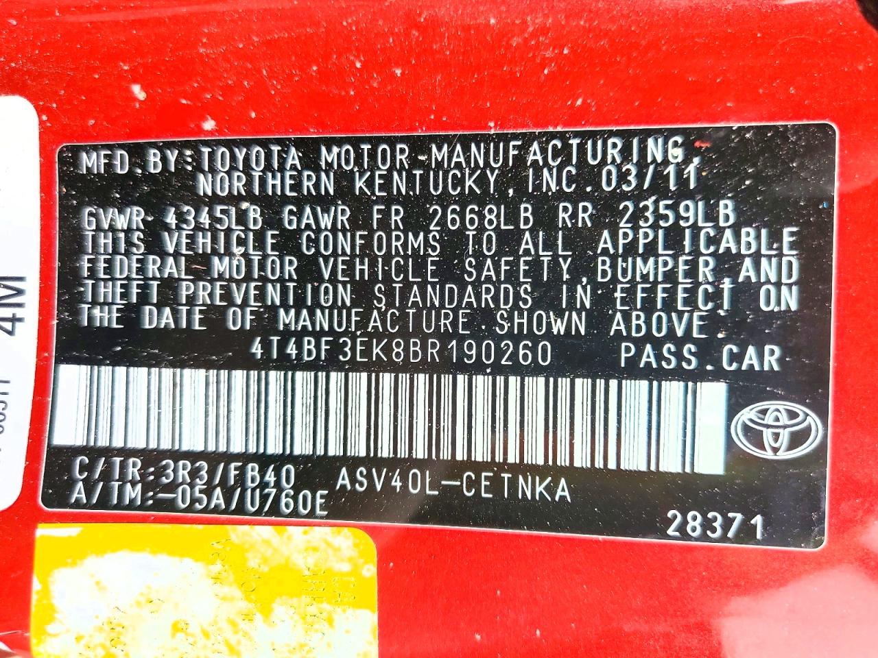 2011 TOYOTA CAMRY BASE photo 12