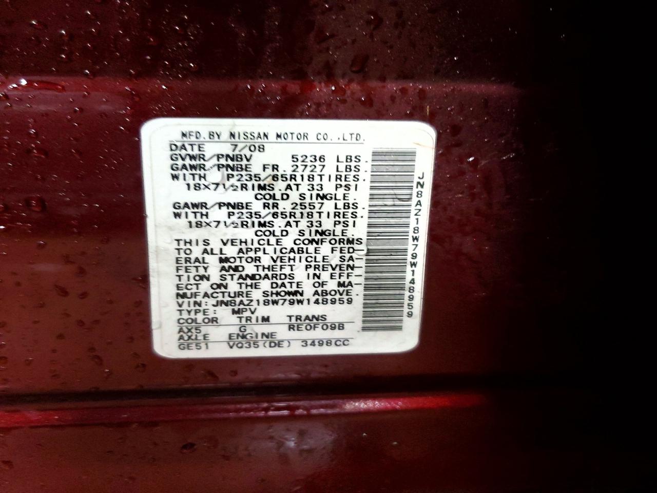 2009 NISSAN MURANO S photo 12