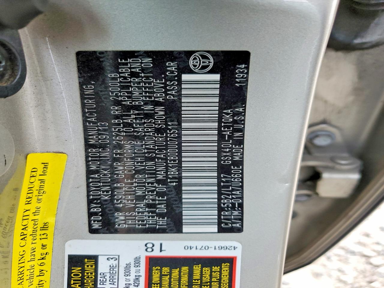 2013 TOYOTA AVALON BASE photo 13