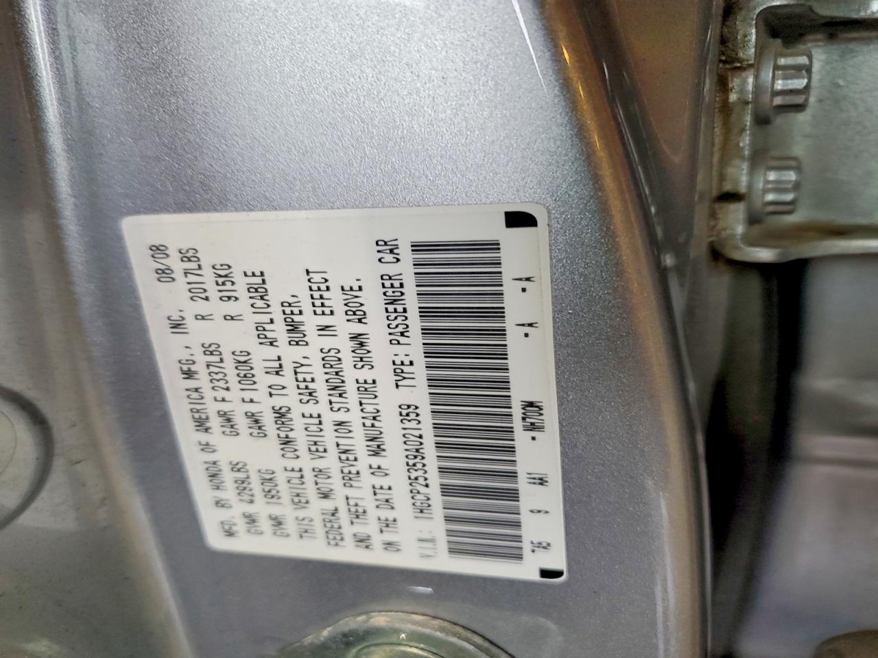 2009 HONDA ACCORD LX photo 12