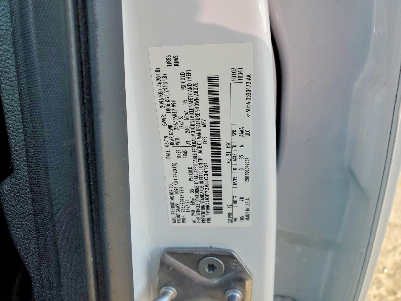 2019 FORD ESCAPE S photo 13