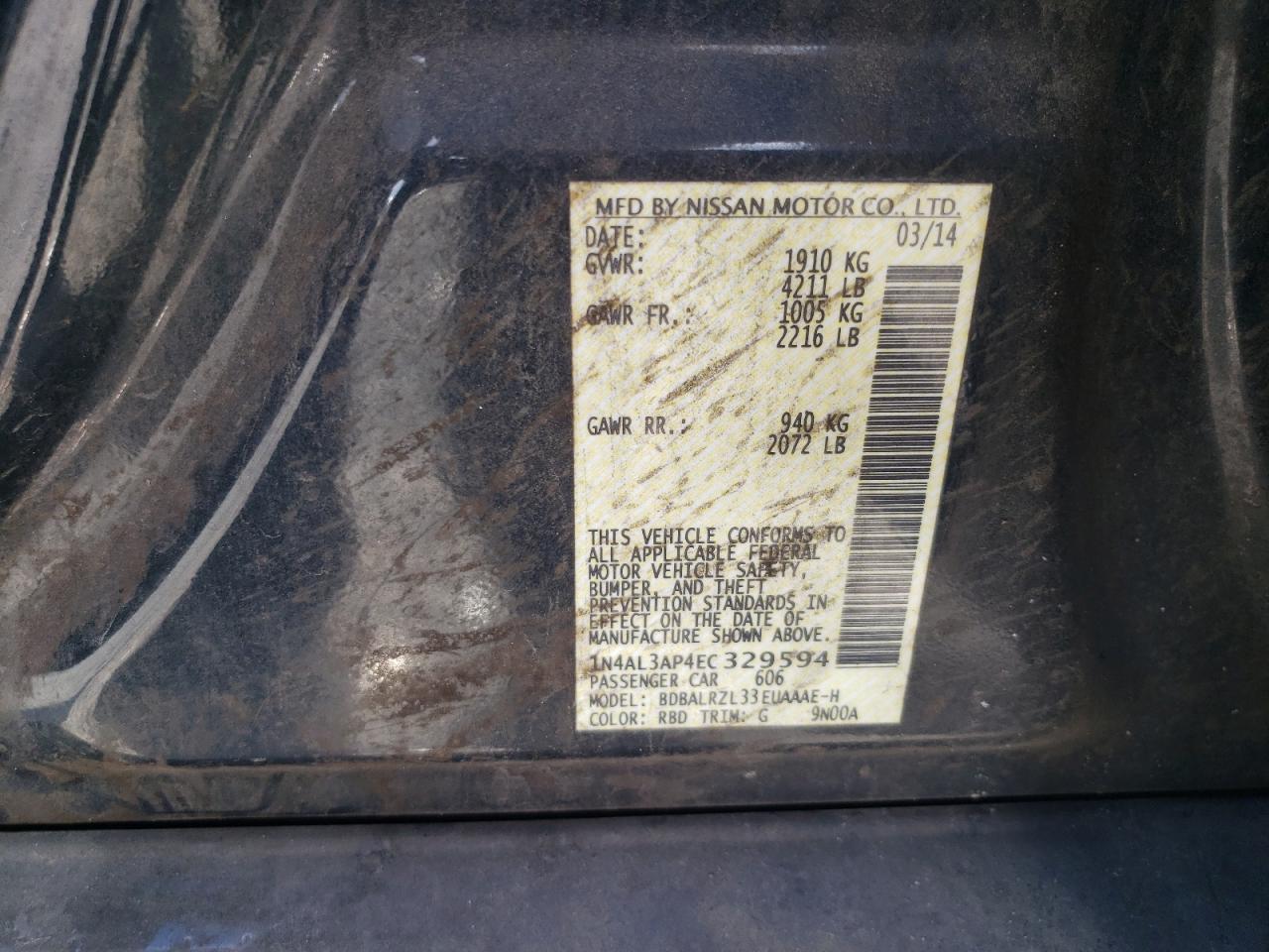 2014 NISSAN ALTIMA 2.5 photo 12