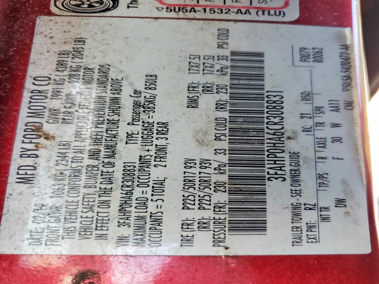 2012 FORD FUSION SE photo 12