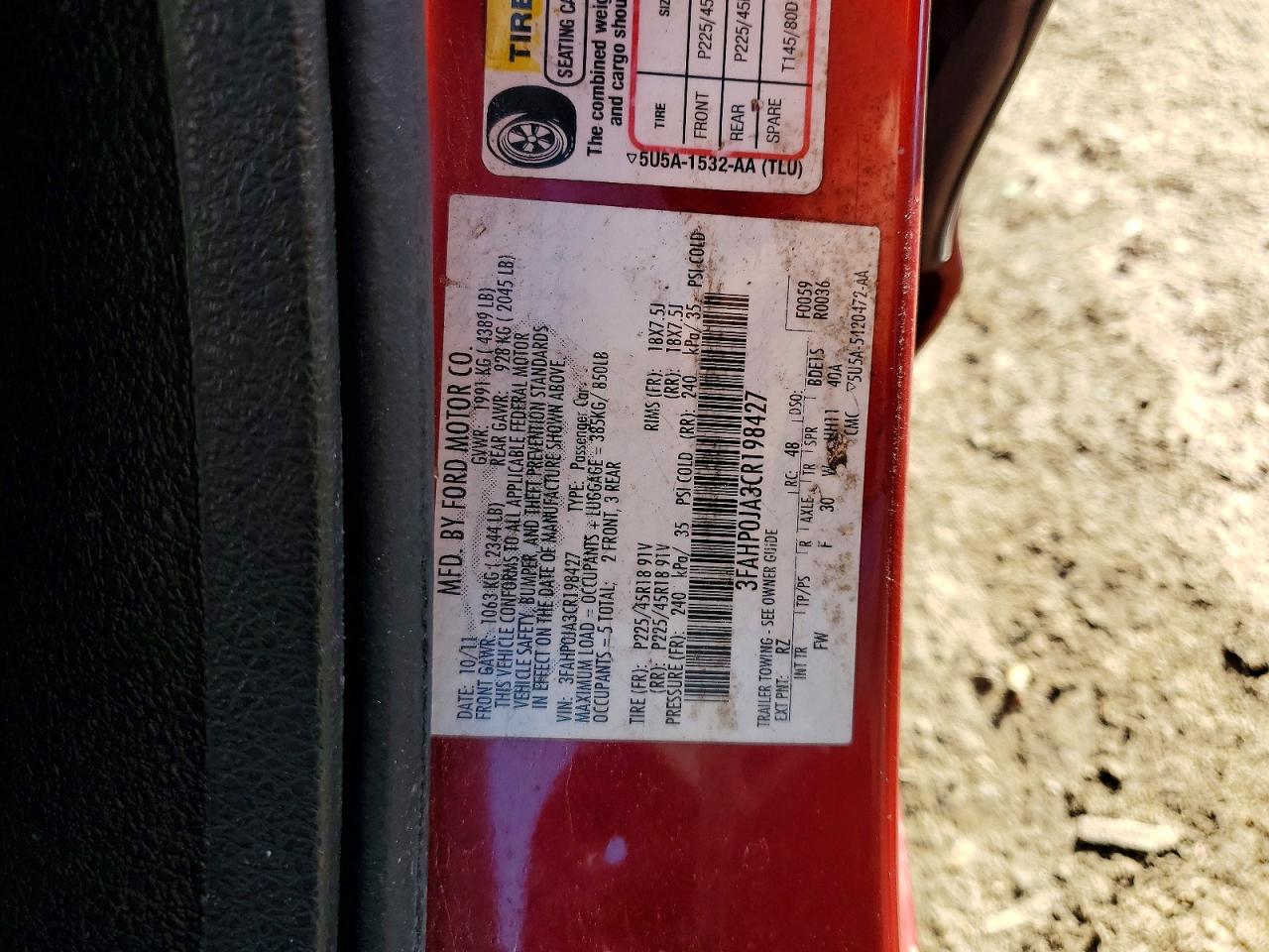 2012 FORD FUSION SEL photo 12