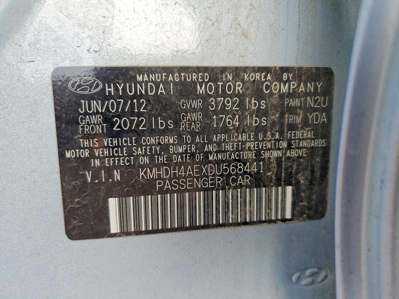2013 HYUNDAI ELANTRA GLS photo 12
