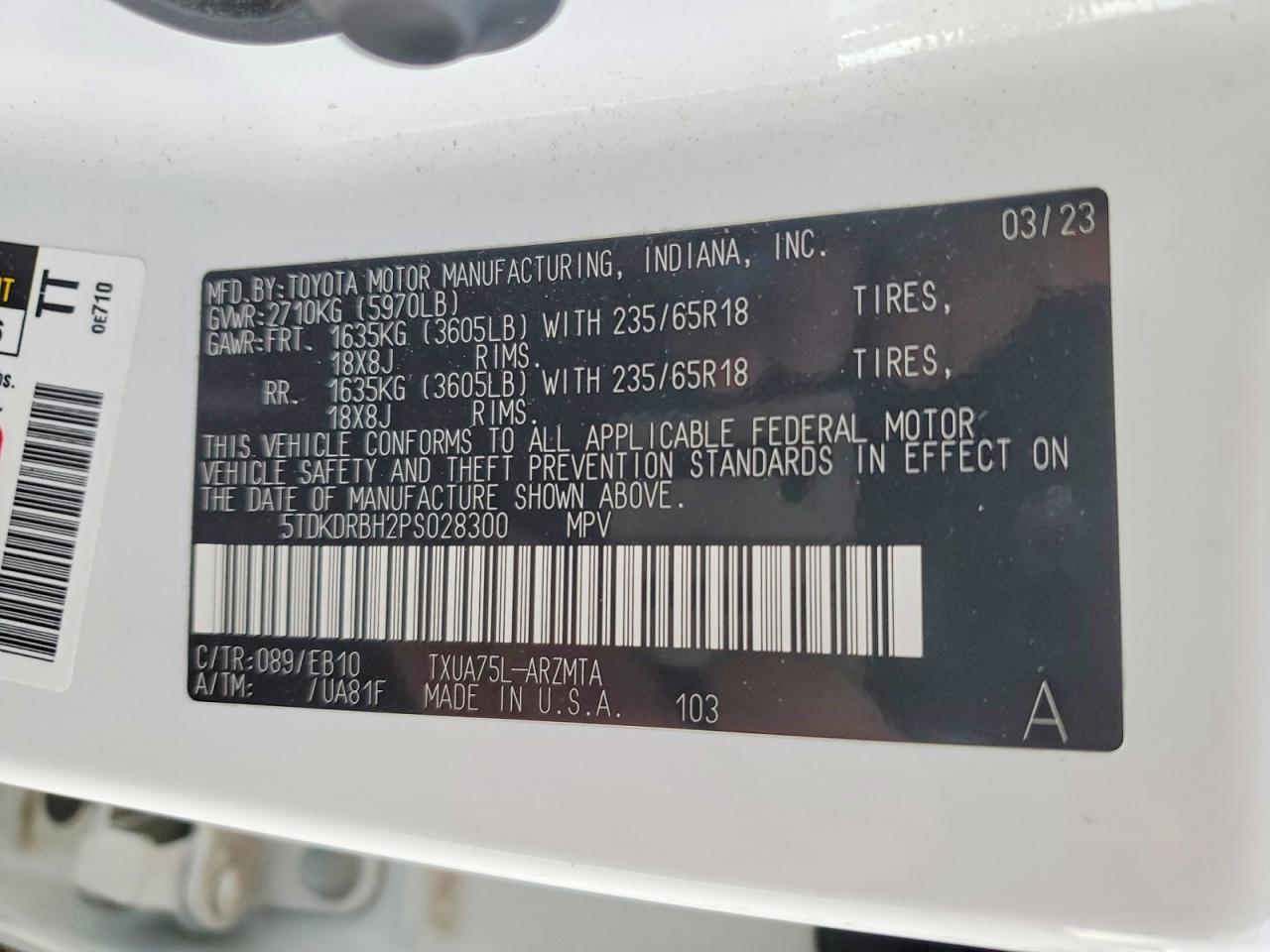 2023 TOYOTA HIGHLANDER L photo 14