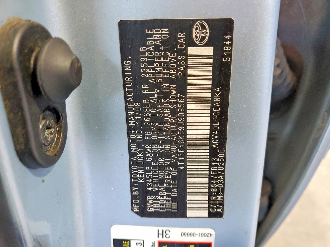 2009 TOYOTA CAMRY BASE photo 12