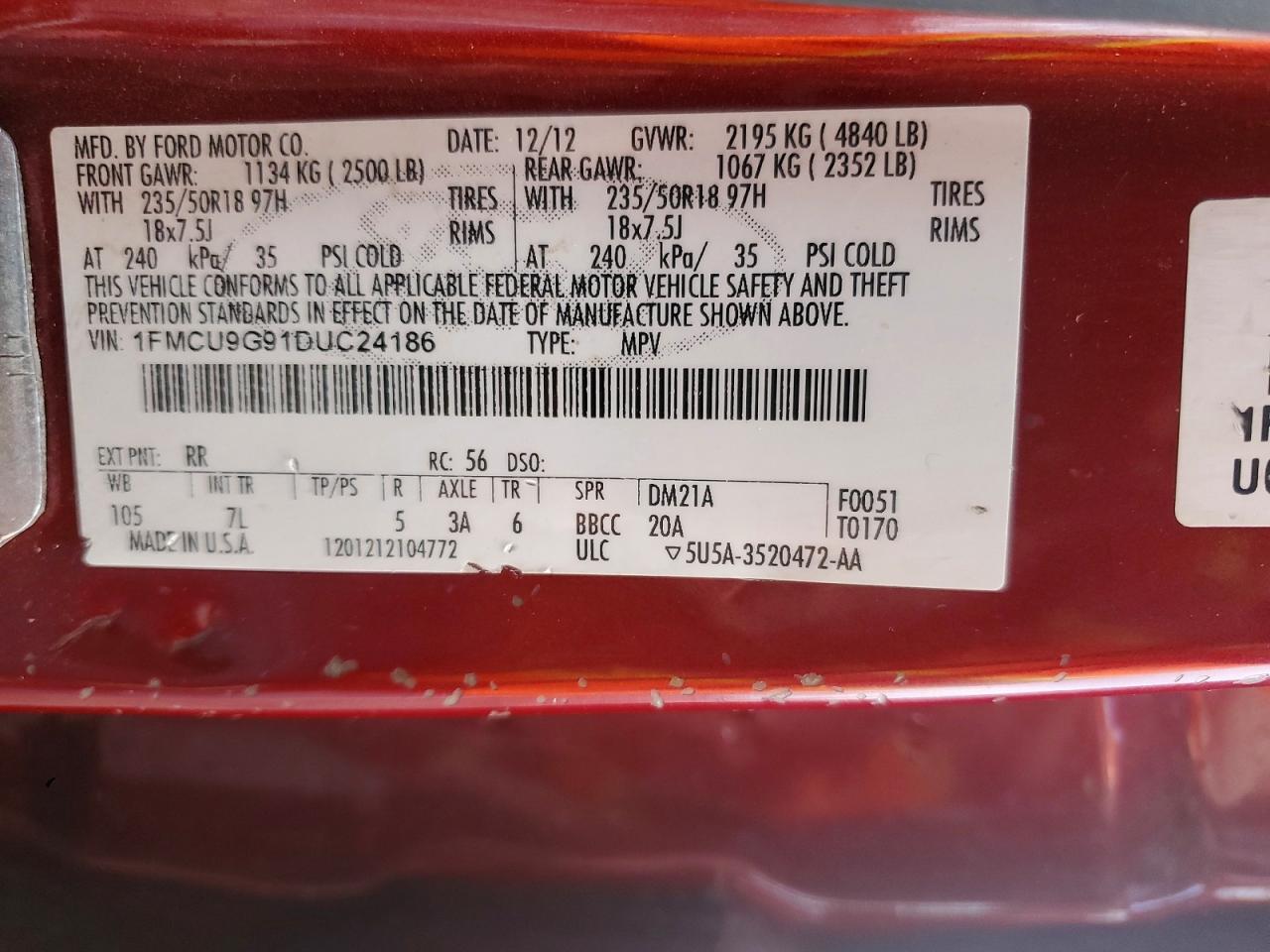 2013 FORD ESCAPE SE photo 13