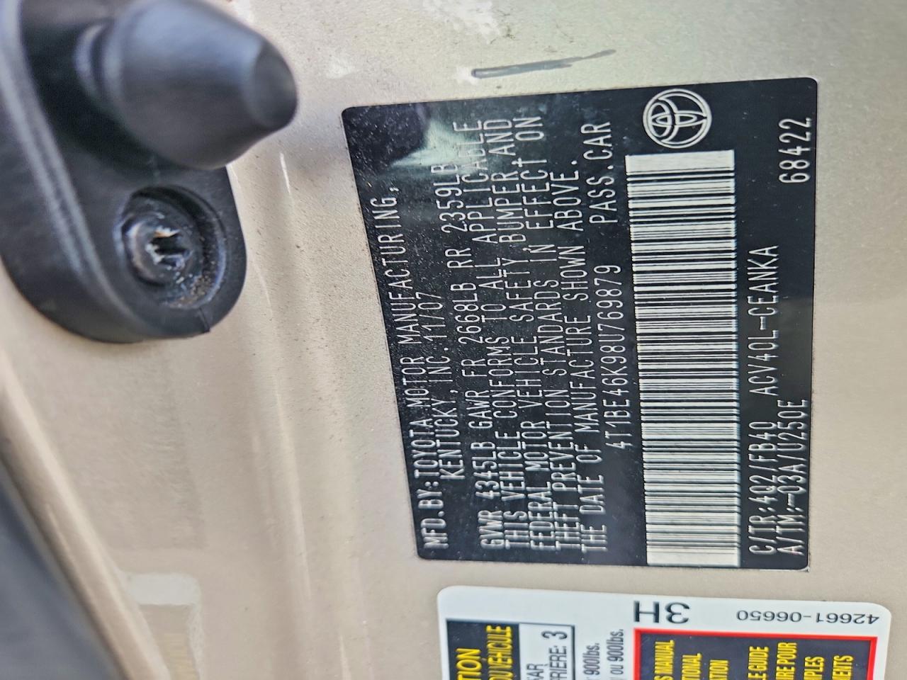 2008 TOYOTA CAMRY CE photo 13