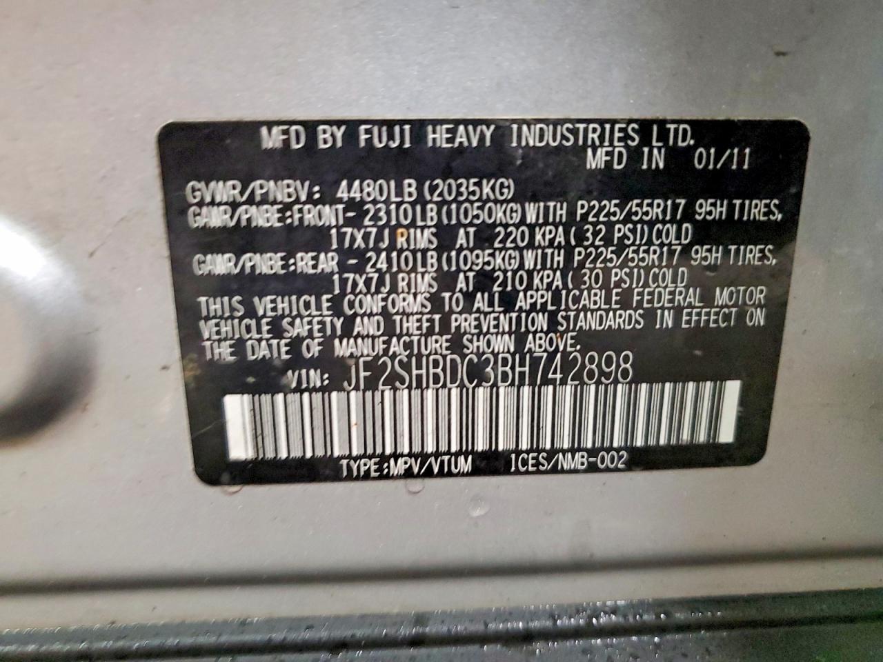 2011 SUBARU FORESTER 2.5X PREMIUM photo 14