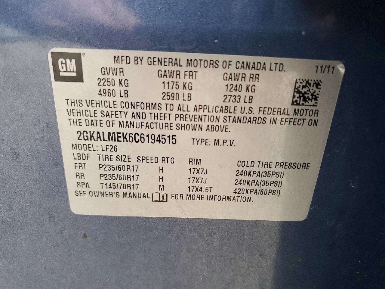 2012 GMC TERRAIN SLE photo 13