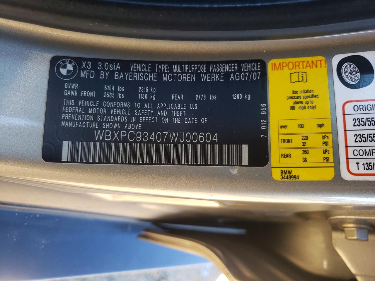2007 BMW X3 3.0SI photo 13