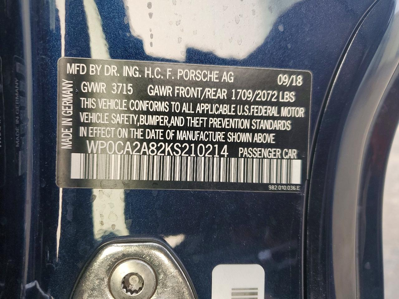 2019 PORSCHE BOXSTER BASE photo 12