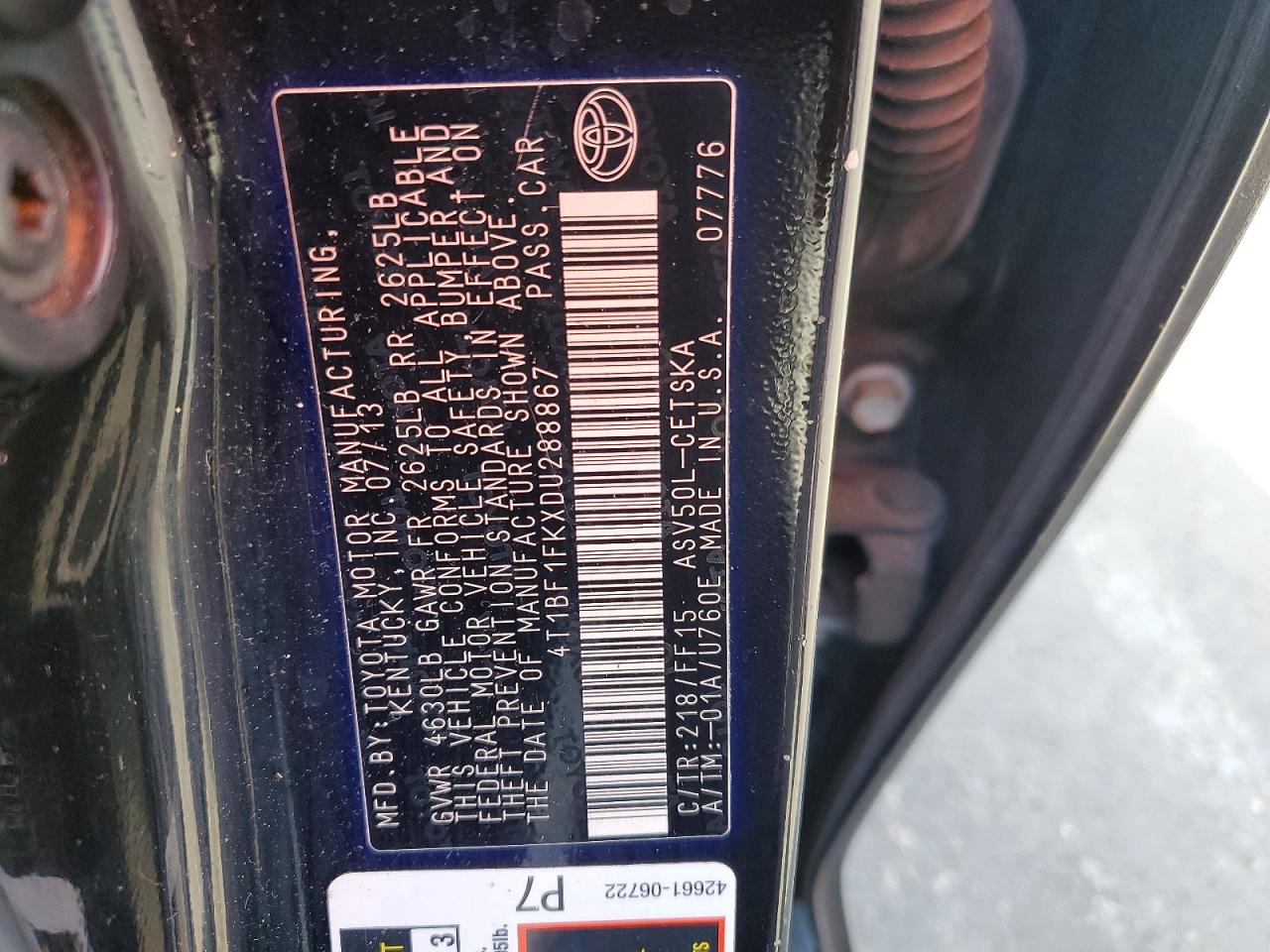 2013 TOYOTA CAMRY SE photo 12