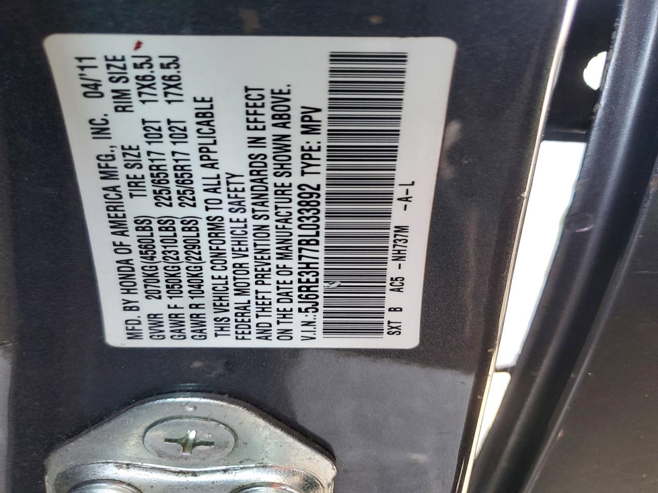 2011 HONDA CR-V EXL photo 13