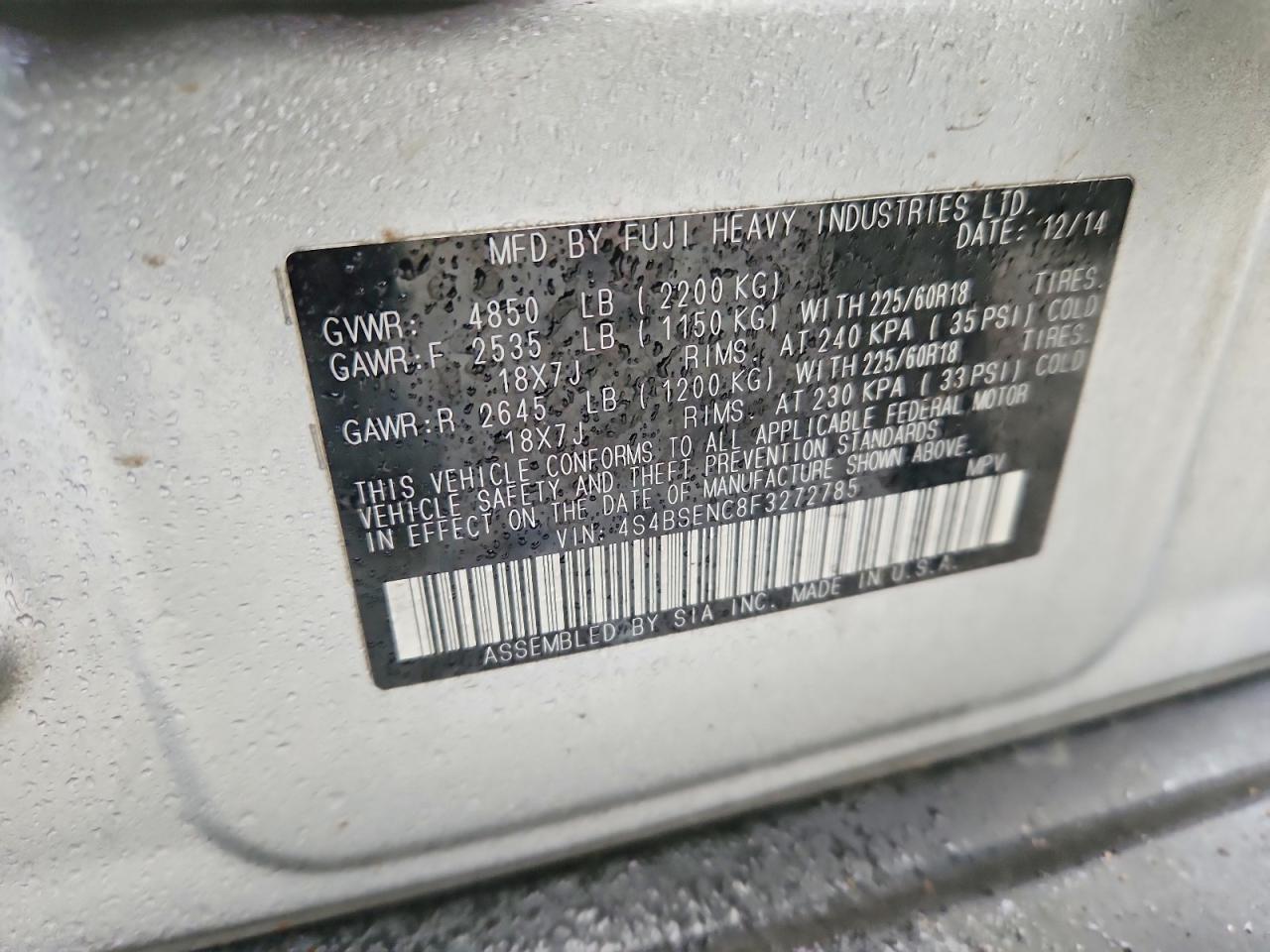 2015 SUBARU OUTBACK 3.6R LIMITED photo 13