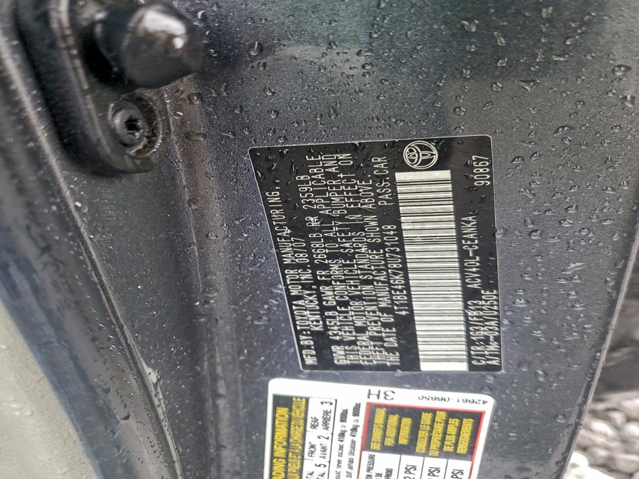 2008 TOYOTA CAMRY CE photo 12