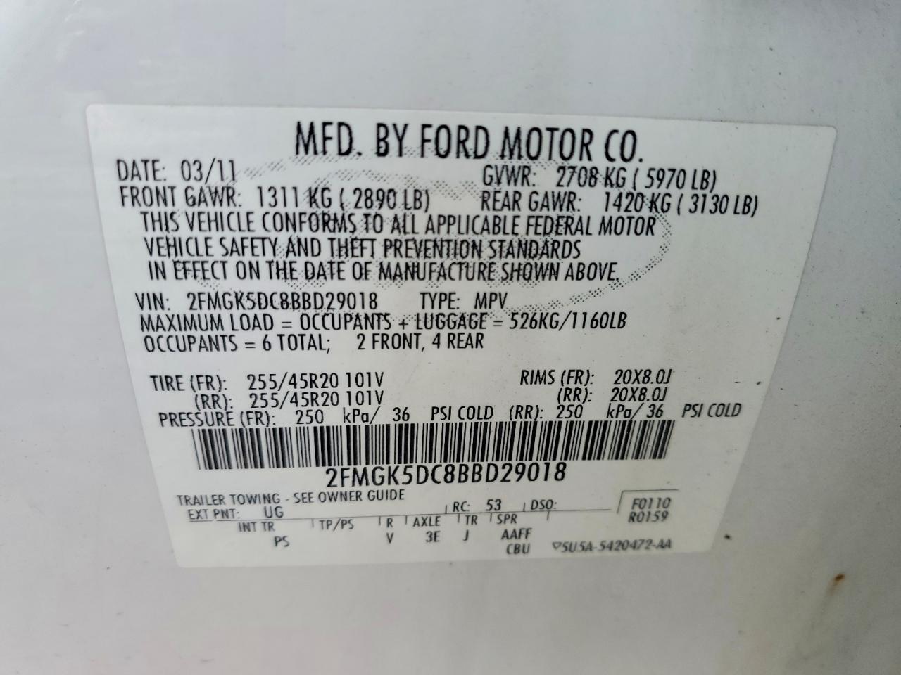 2011 FORD FLEX LIMITED photo 12