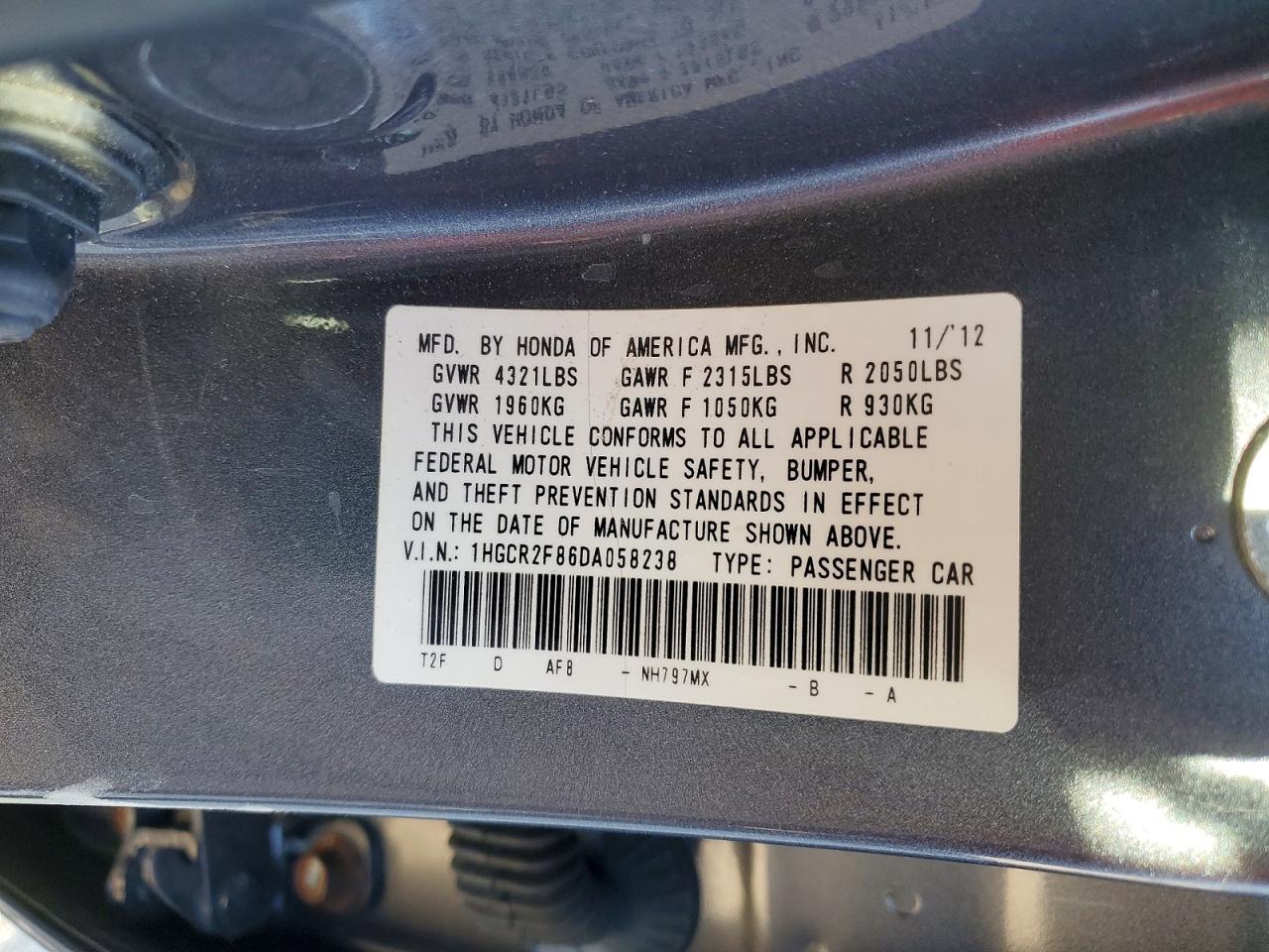 2013 HONDA ACCORD EXL photo 13