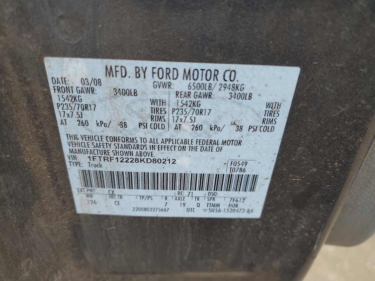 2008 FORD F150 photo 12