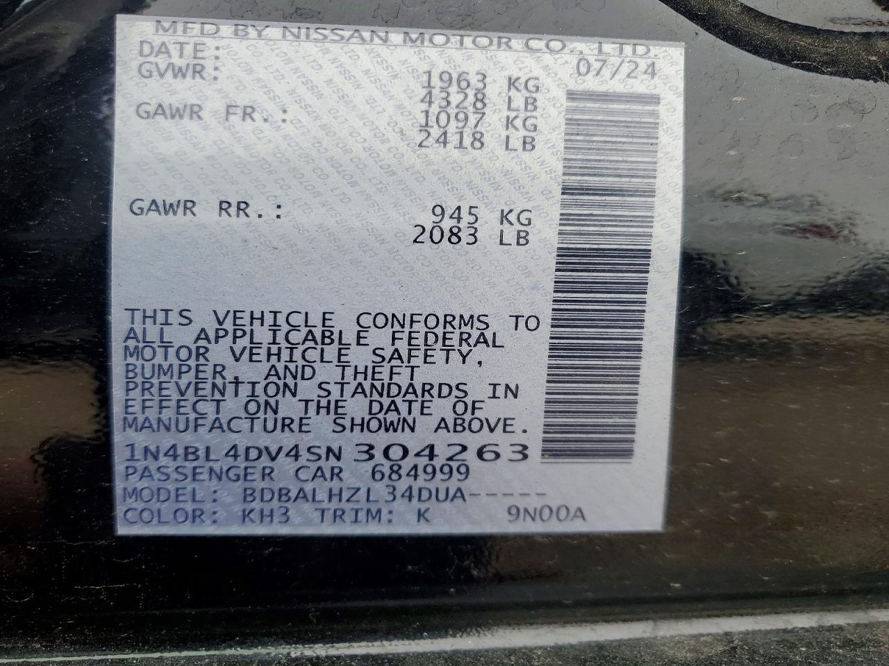 2025 NISSAN ALTIMA SV photo 13