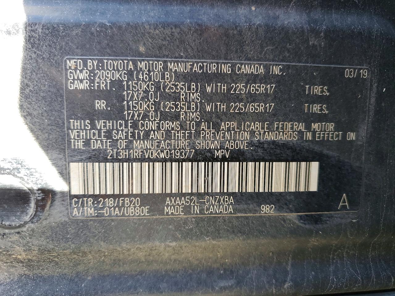 2019 TOYOTA RAV4 LE photo 13